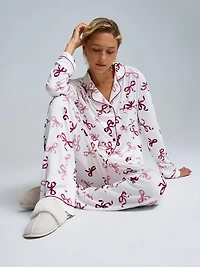 Bow Print Button-Down Pajama Set