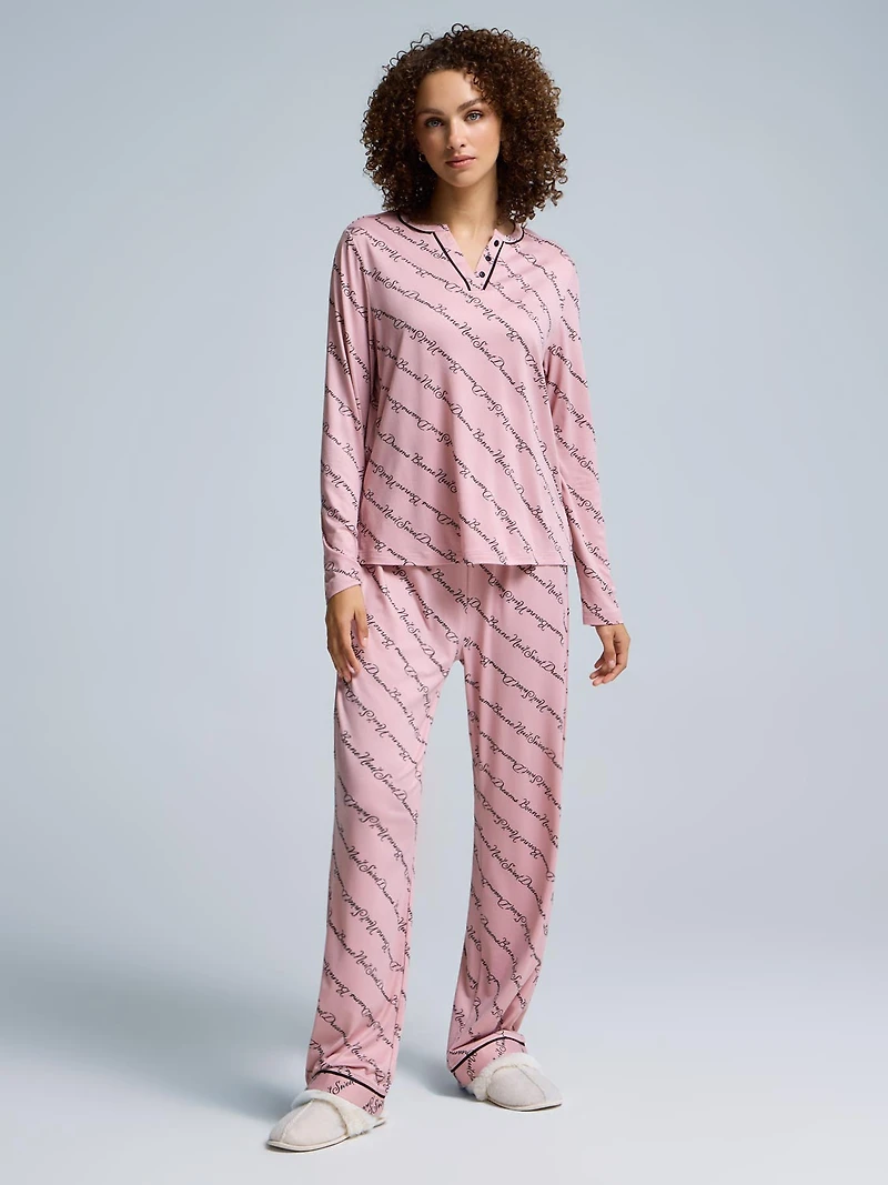 Ensemble pyjama imprimé à col fendu