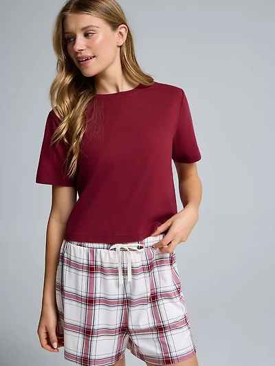Plaid Print Short Pajama Set