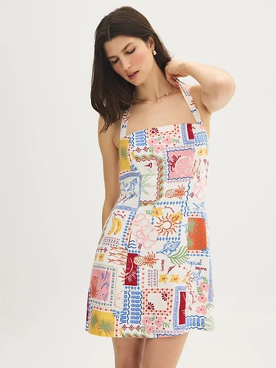 Printed Halter Mini Dress