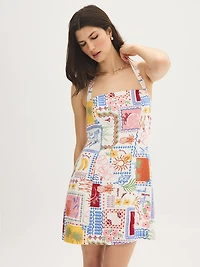 Printed Halter Mini Dress