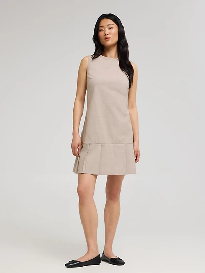 Sleeveless Mini Check Pleated Hem Dress