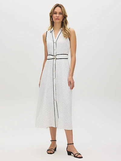 Polka Dot Midi Shirt Dress