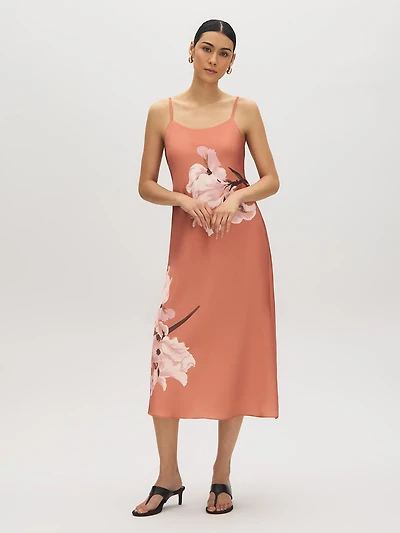Floral Placement Print Slip Dress