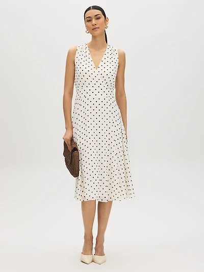Polka Dot Chiffon Midi Dress