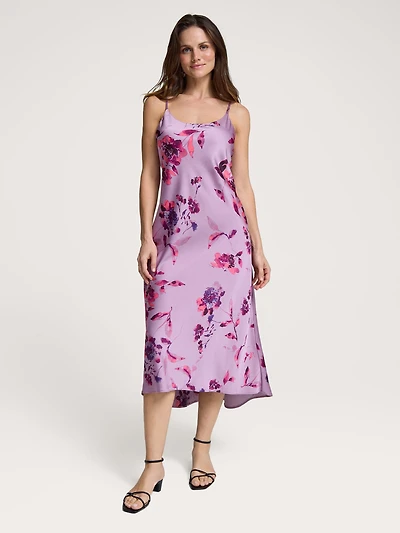 Floral Midi Satin Slip Dress