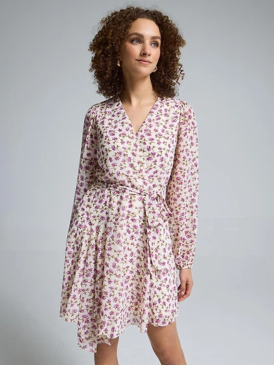 Mini-robe en mousseline ajustée et évasée à imprimé floral