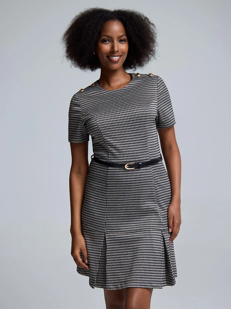 Belted Mini Check Dress