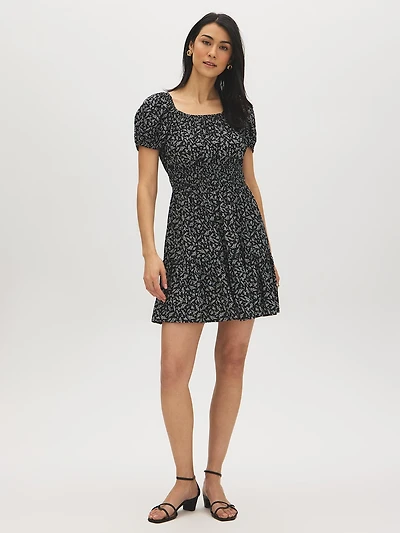 Printed Tiered Mini Dress