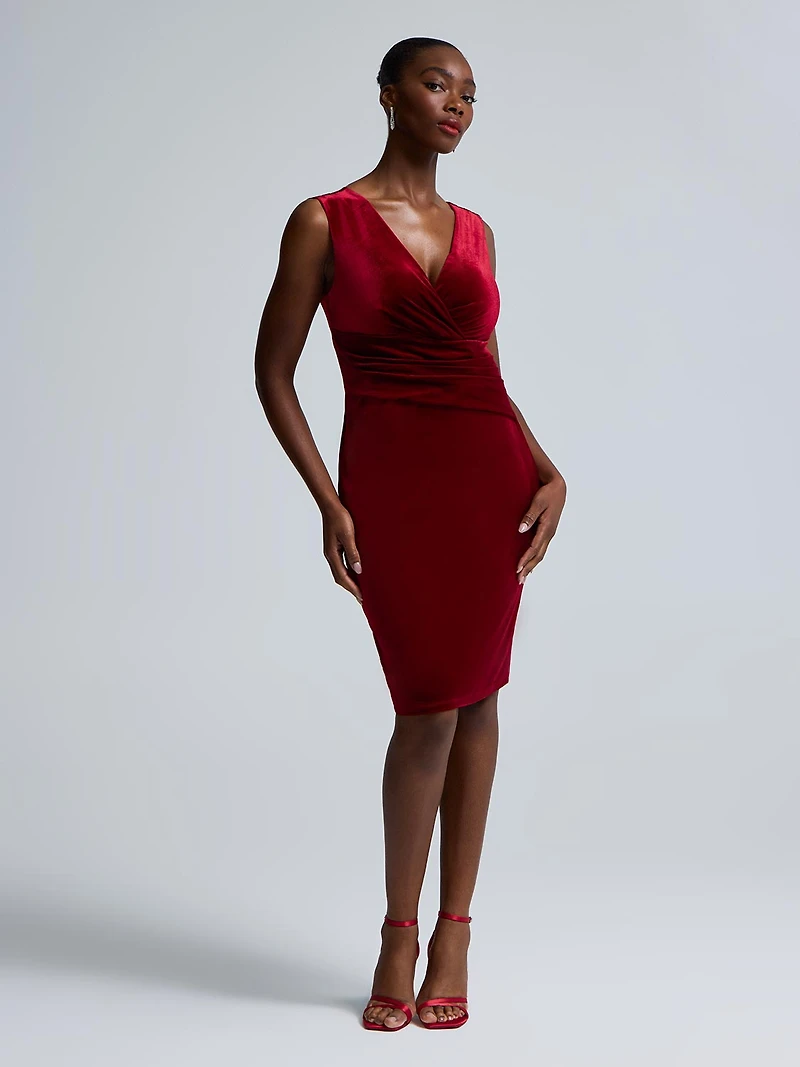 Sleeveless V-Neck Velour Dress