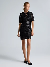 Robe en maille à paillettes avec boucle