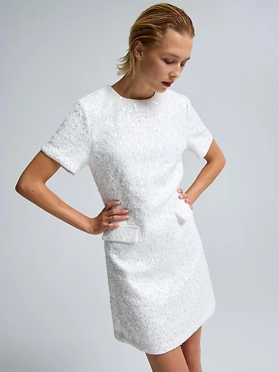 Sequin Boucle Mini Dress