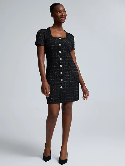 Metallic Boucle Mini Dress