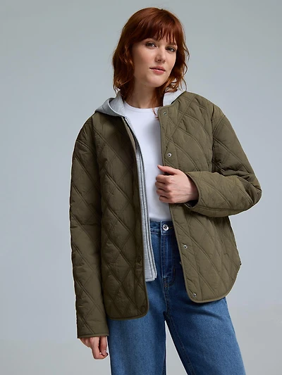 Quilted Jacket With Removable Hood