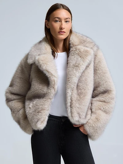 Veste courte en fausse fourrure
