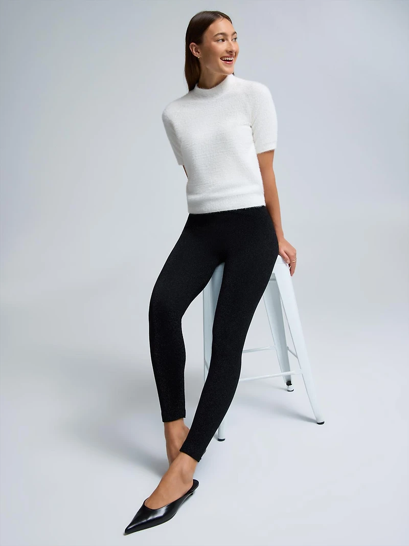 Metallic Fleece-Lined Leggings