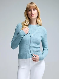 Cable Knit Button-Front Cardigan