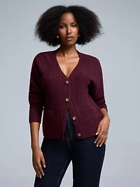 V-Neck Cable Knit Cardigan