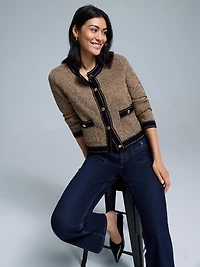 Metallic Button-Front Cardigan