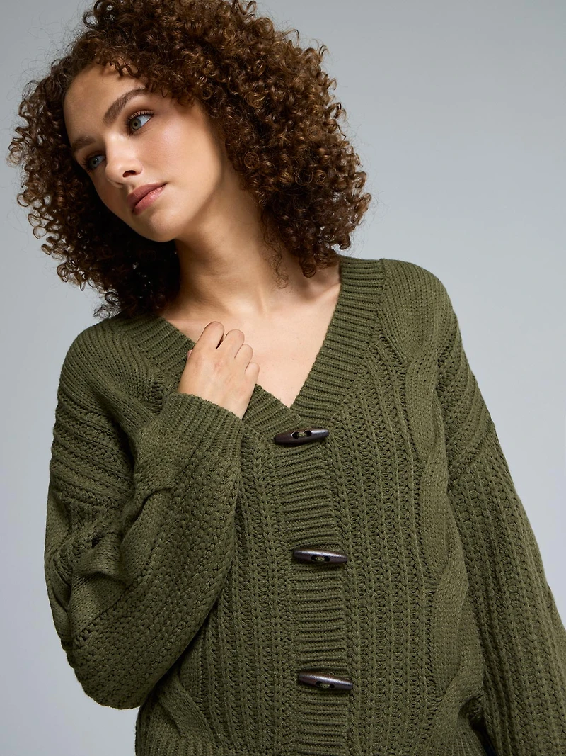 Cable Knit Toggle Cardigan