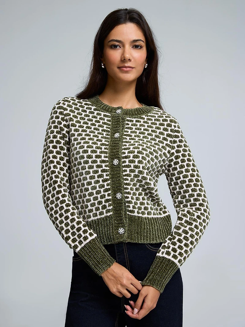 Chenille Jacquard Cardigan