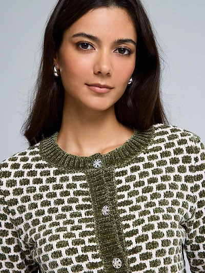 Chenille Jacquard Cardigan