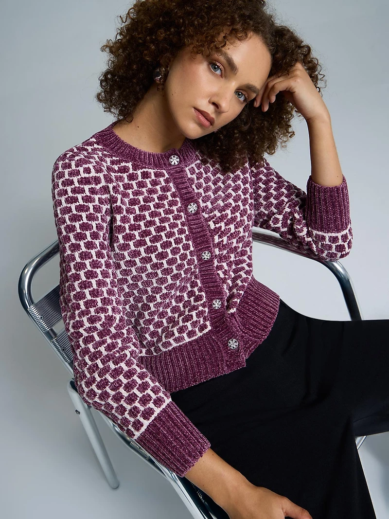 Cardigan en chenille jacquard