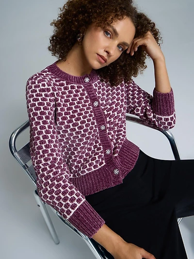 Cardigan en chenille jacquard