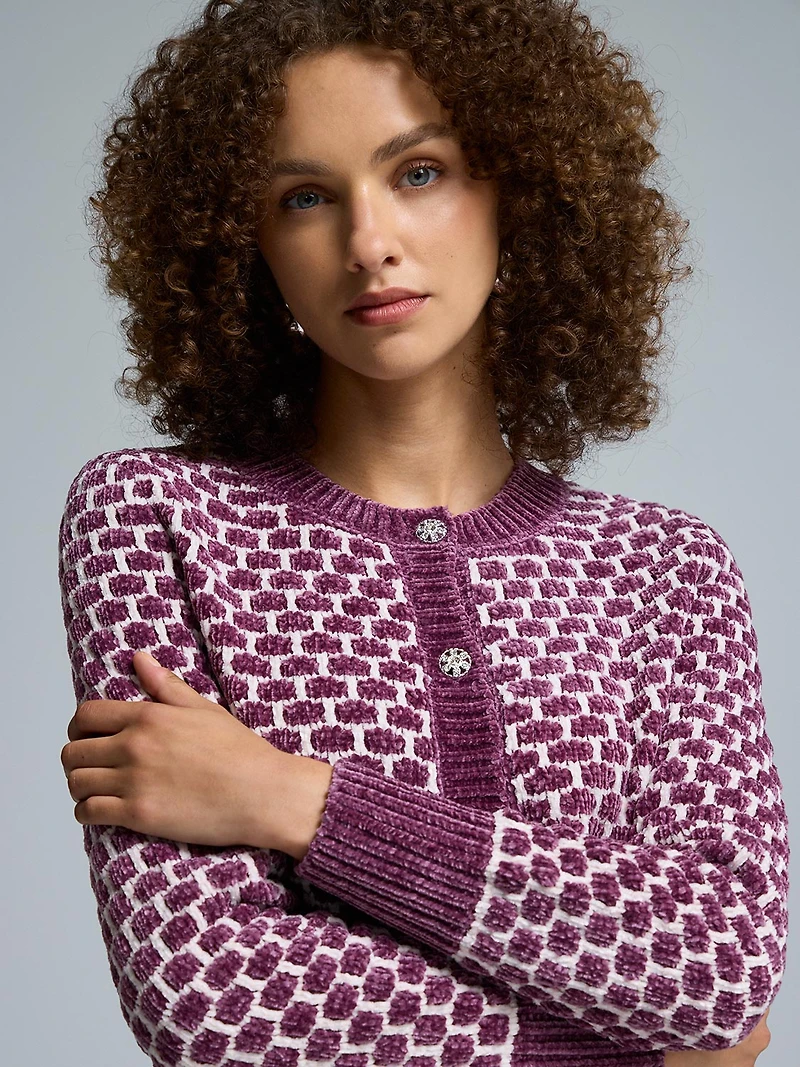 Cardigan en chenille jacquard