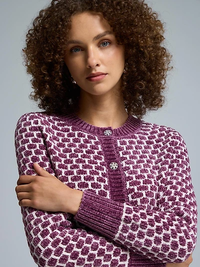 Cardigan en chenille jacquard