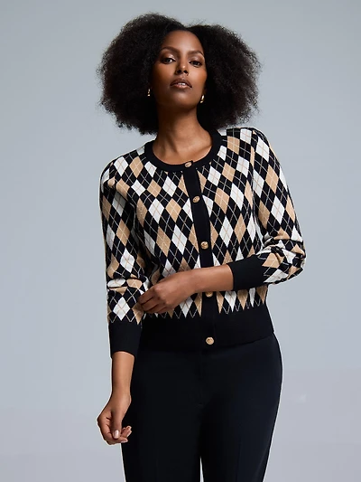 Jacquard Button-Front Cardigan