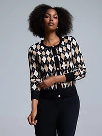 Jacquard Button-Front Cardigan