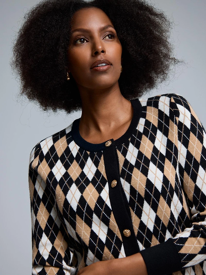 Cardigan en jacquard boutonné sur le devant