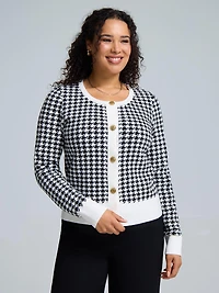 Jacquard Button-Front Cardigan
