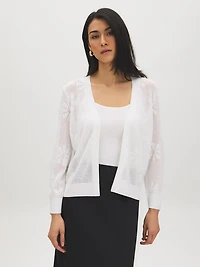 Pointelle Crochet Open Cardigan