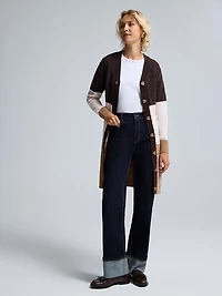 Chenille Colour Block Long Cardigan