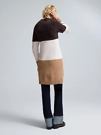 Chenille Colour Block Long Cardigan