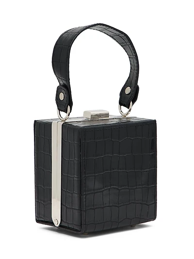 Faux Leather Croc Minaudiere