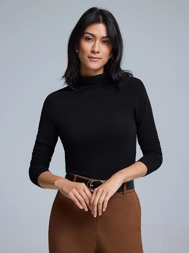 Semi-Sheer Turtleneck Top