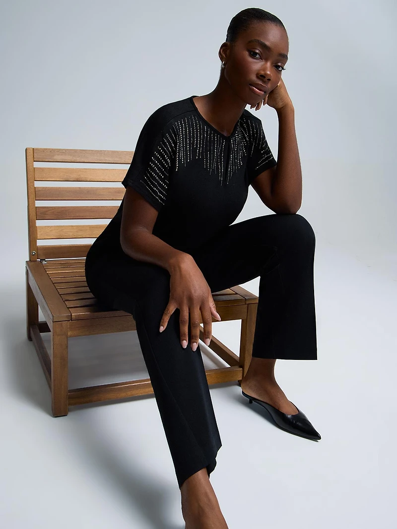 Rhinestone Dolman Sleeve T-Shirt