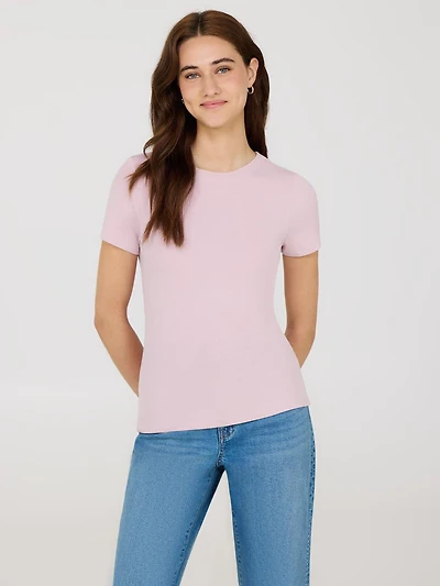 Ribbed Crew Neck T-Shirt