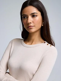 Haut en mélange de coton côtelé à boutons