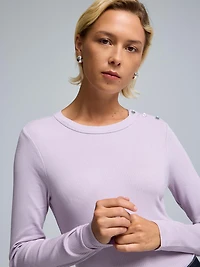 Button Detail Ribbed Cotton Top