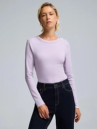 Button Detail Ribbed Cotton Top
