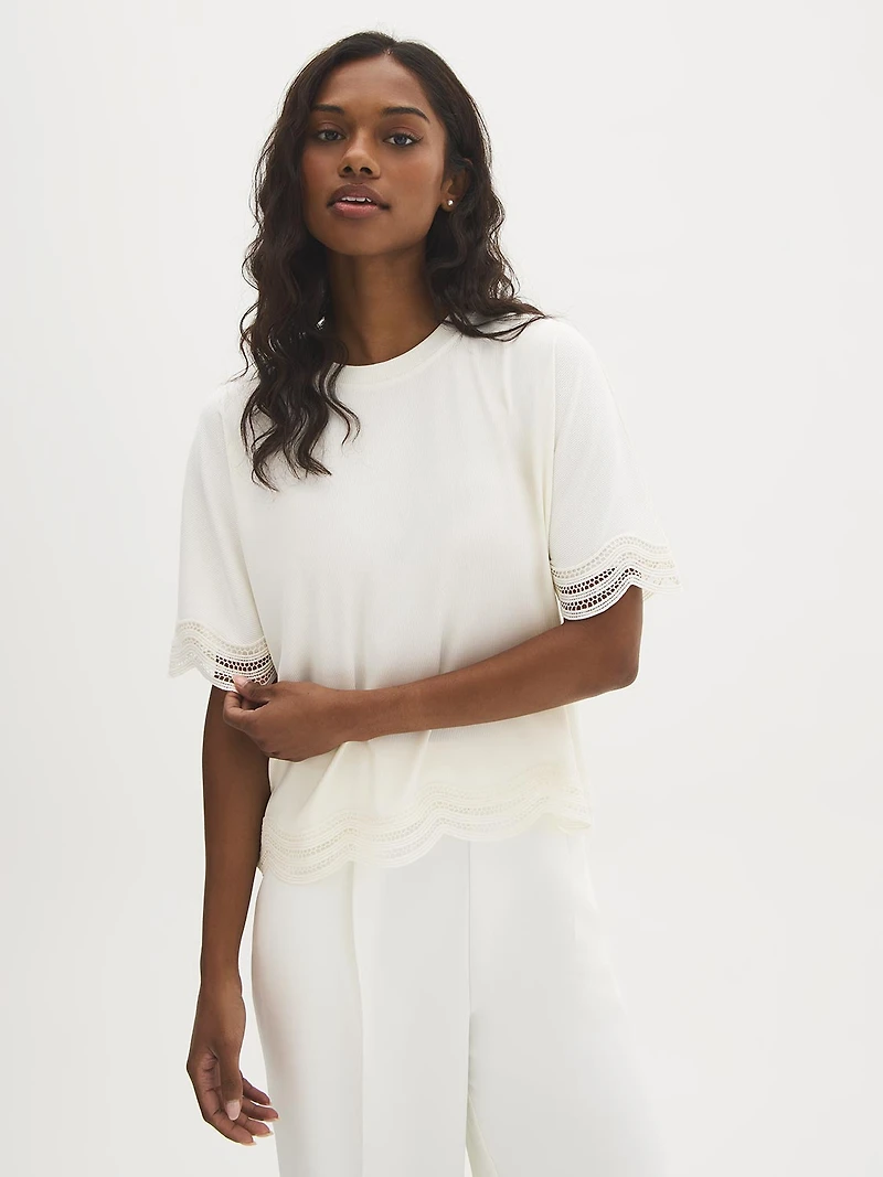Lace Insert Dolman Sleeve Top
