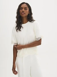 Lace Insert Dolman Sleeve Top