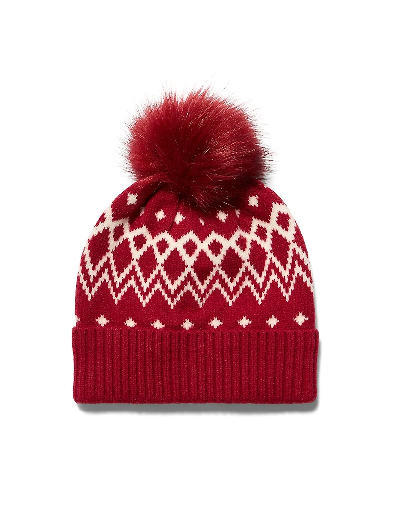 Tuque à pompon en tricot jacquard