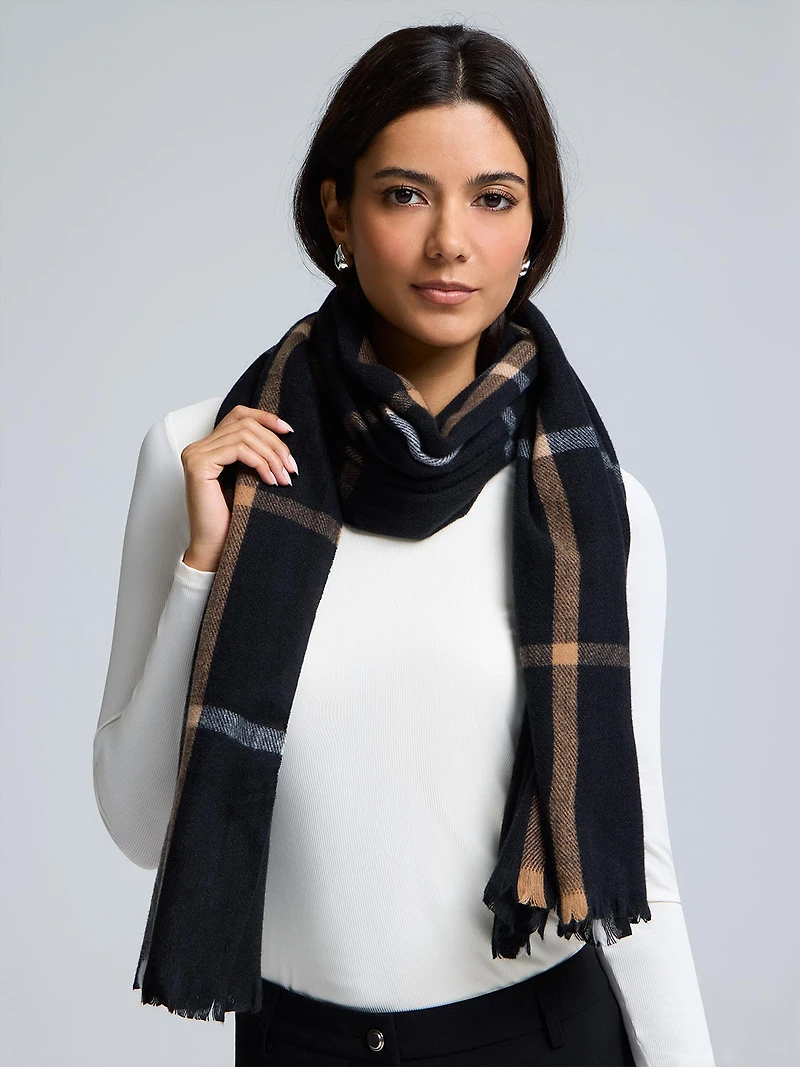 Foulard douillet brossé quadrillé