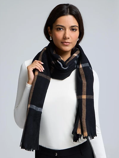 Foulard douillet brossé quadrillé