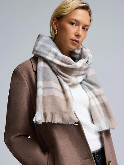Soft Brushed Grid Plaid Scarf